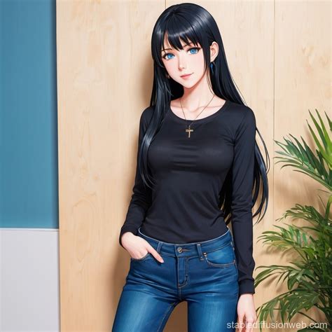 Woman Wearing Top And Jeans Prompts Stable Diffusion Online