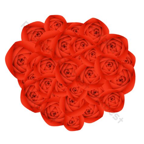 Cartoon Rose Paper Cut Bouquet Illustration PNG Images | PSD Free ...