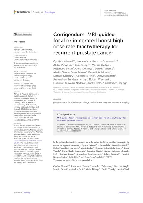 PDF Corrigendum MRI Guided Focal Or Integrated Boost High Dose Rate