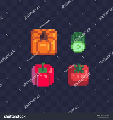 Vegetables Pixel Art Icons Set Vector Stock Vector Royalty Free