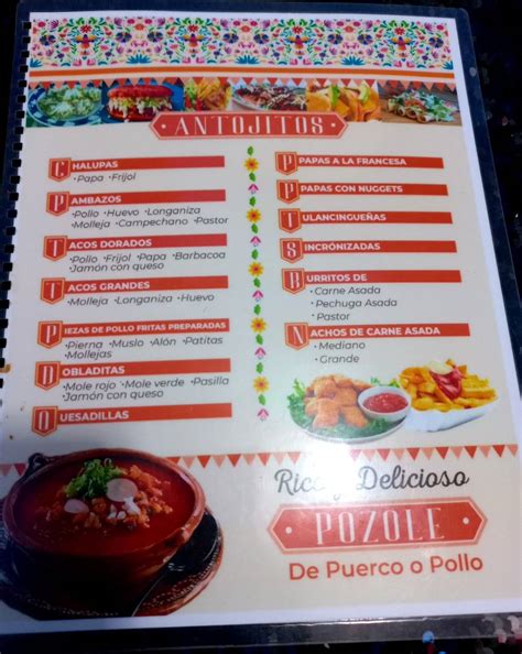 Carta Del Restaurante Antojitos Mexicanos Hernandez Actopan