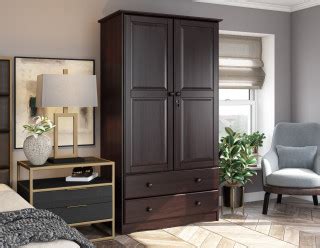 Solid Wood Smart Wardrobe Armoire Closet Transitional Armoires