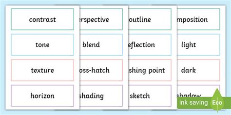 Ks2 Art Vocabulary Display Word Cards