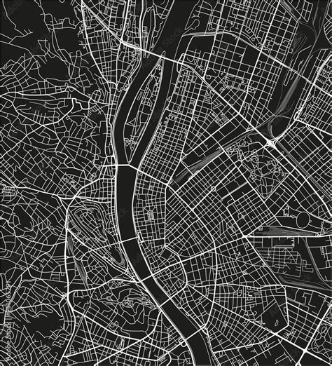 Photo Art Print Black And White Vector City Map Of Budapest With Well