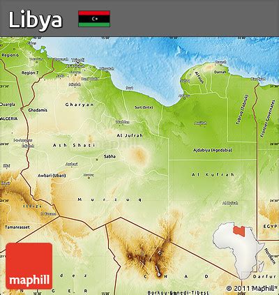 Free Physical Map of Libya