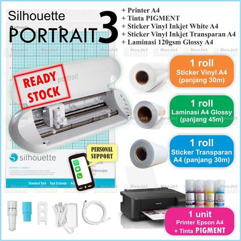 Jual Paket Mesin Cutting Sticker Mini Print Cut Printer A4 Vinyl Putih