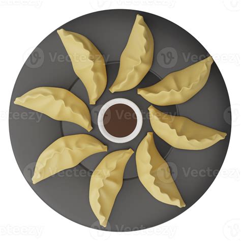 Gyoza Top View Clipart Flat Design Icon Isolated On Transparent