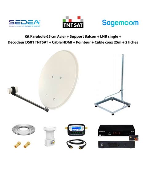 Kit Parabole Cm Acier Support Balcon Lnb D Codeur Tntsat