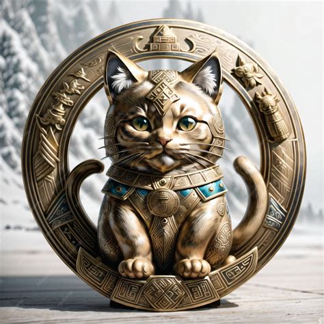 Premium Photo | Statue of a gold cat with ornaments