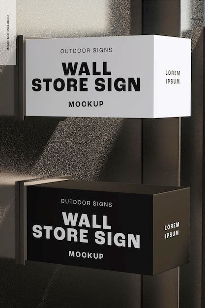 Premium PSD | Wall store signs mockup, right view