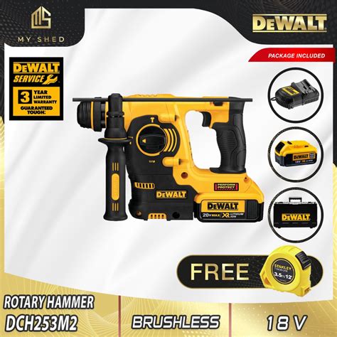 Dewalt Dch253m2 Gb 18v Li Ion 3 Mode Cordless Rotary Hammer Drill 24mm 18v Dch253 Dch253m