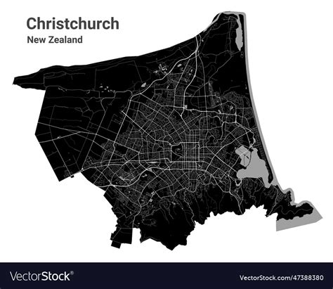 Christchurch map detailed black Royalty Free Vector Image