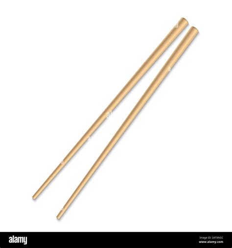 Asian Wooden Chopstick Isolated Japanese Bamboo Stick Stock Vector