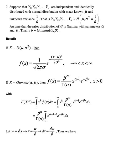 Solved 9 Suppose That Y1 Y2 Y3 … Yn Are Independent And