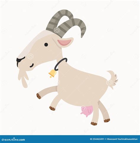 Cute Goat Cartoon Character Vector Stock Vector Illustration Of