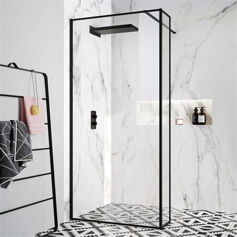 Munich Matt Black Easy Clean Mm Wet Room Shower Glass Panel