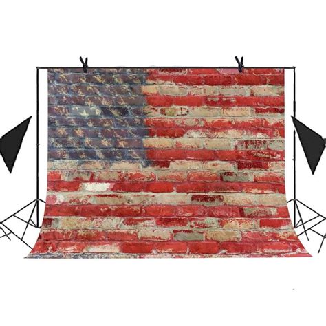 HelloDecor Abstract Graffiti Backdrop 7x5ft American Flag Brick Wall