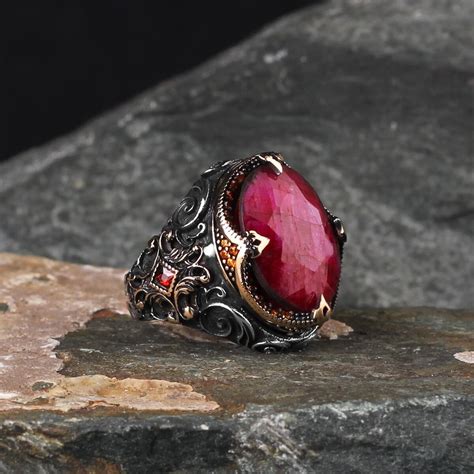 Silver Ruby Ring For Men