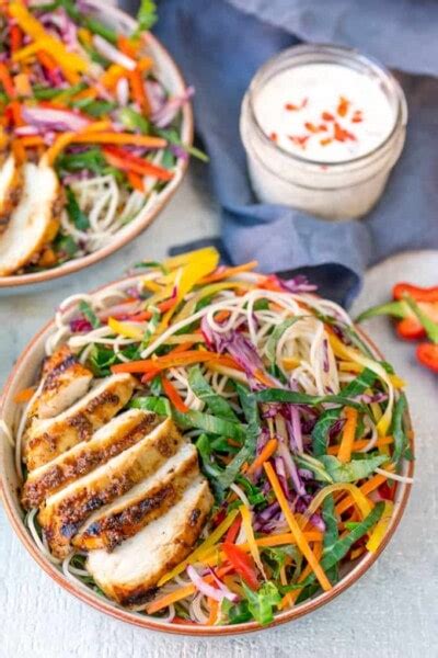 Chicken Noodle Rainbow Salad With Chilli Lime Dressing Nicky S