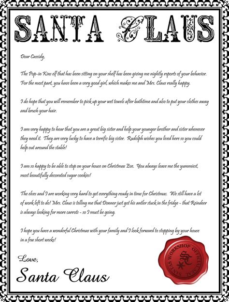 Template Printable Letter Explaining Santa