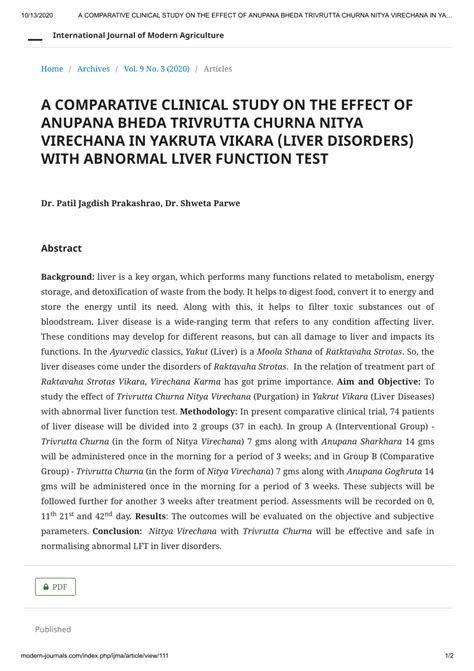 PDF A COMPARATIVE CLINICAL STUDY ON THE EFFECT OF ANUPANA BHEDA