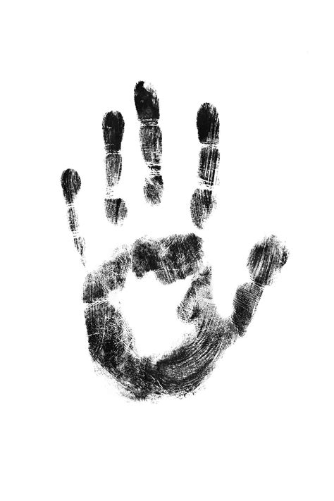 Premium Photo | The handprint is black isolated on a white ...