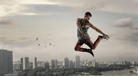 B-boy Performing Some Moves . Mixed Media Stock Photo - Image of funky ...