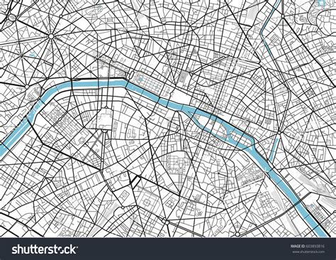 Black White Vector City Map Paris Stock Vector (Royalty Free) 603893816