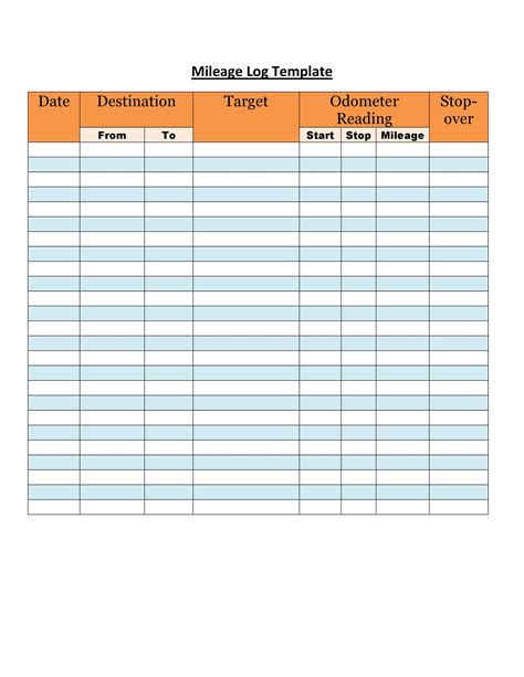 31 Printable Mileage Log Templates Free Templatelab