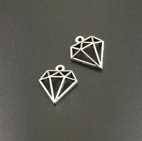 Aliexpress Buy Pcs Antique Silver Hollow Diamon Shaped Charms