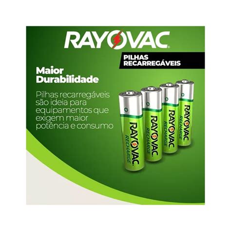 Kit Com 2 Pilhas Recarregáveis Econômicas Rayovac Aaa 12v 600mah Rayovac