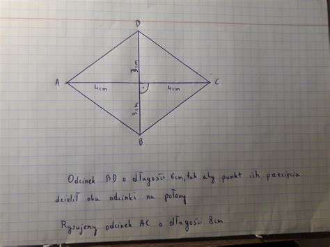 3 Narysuj romb o przekątnych długości 8 cm i 6 cm Brainly pl
