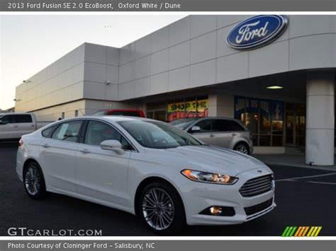 Oxford White 2013 Ford Fusion SE 2 0 EcoBoost Dune Interior