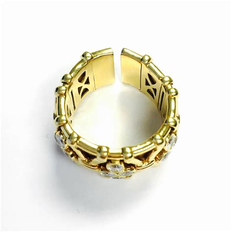 Wide Yellow Gold Diamond Flex Cuff Ring by Mark Patterson at 1stDibs