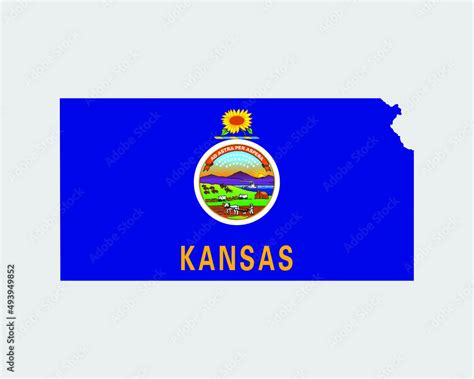 Kansas Map Flag Map Of Ks Usa With The State Flag United States America American United