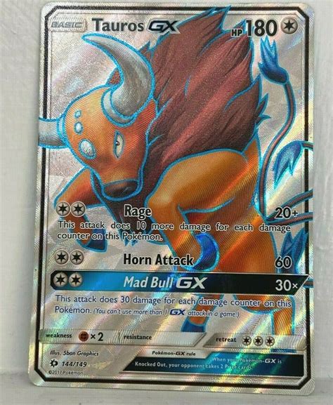 Pokemon TAUROS GX 144 149 Sun Moon ULTRA RARE FULL ART EBay In