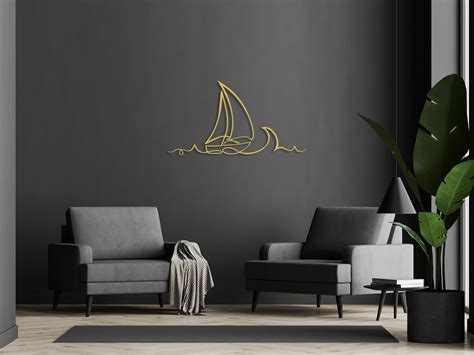 Gold Sailboat Metal Wall Art Sailing Boat Wall Art Boat Wall Art