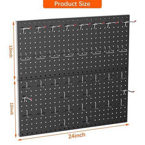 TORACK Metal Pegboard Wall Organizer 24 X 24 Or 12 X 48 70PCS