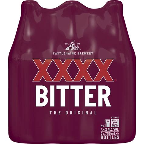 Xxxx Longneck Bitter Lager Bottle 750ml X 3 Pack Woolworths