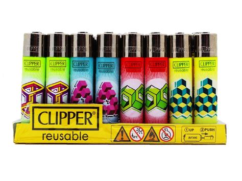 Clipper Lighters Printed 48s Various Designs Optical Illusions Vir