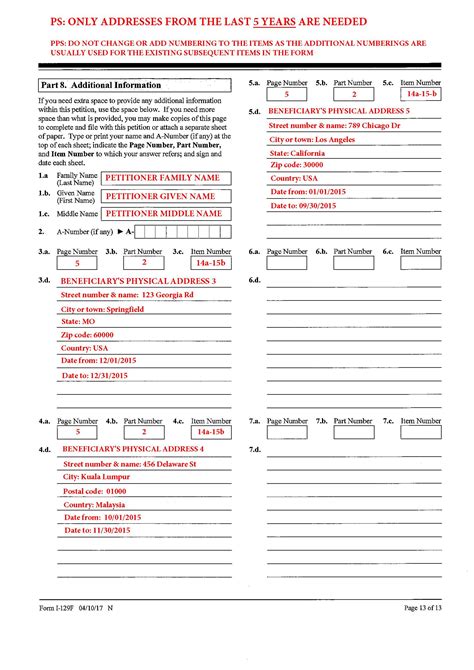 Questions About Using Part 8 For The Additional Information K1 I 129f