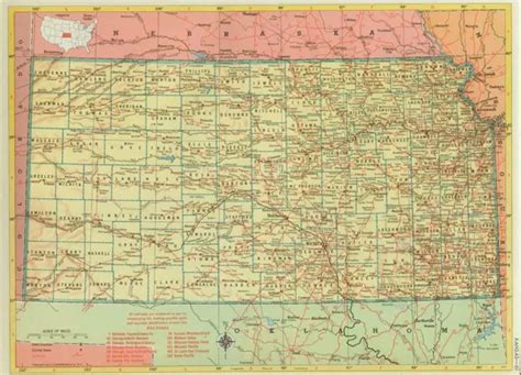 HISTORIC 1952 KANSAS RAILROAD MAP SHOWS LIST ALL KS RR S KS RR