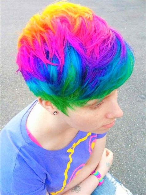 Pin By Sam Barczak On Hair Short Rainbow Hair Rainbow Hair