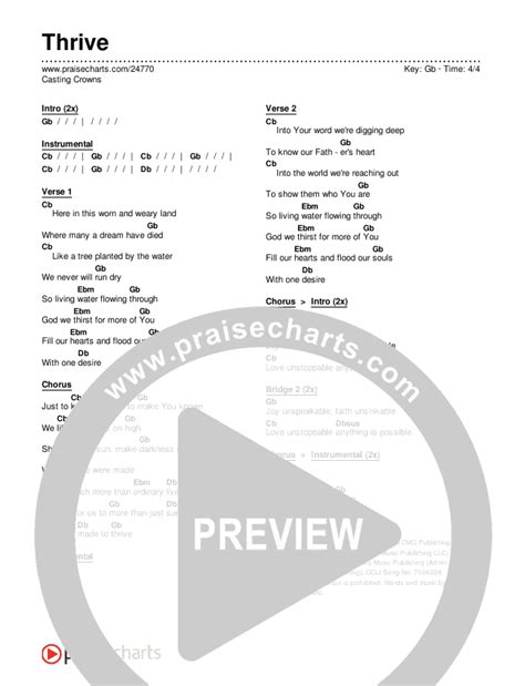 Thrive Chords PDF (Casting Crowns) - PraiseCharts