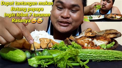 Mukbang Sederhana Ikan Pare Asap Lalapan Batang Pepaya Muda Collab With