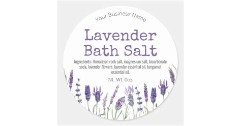 Sticker Label For Handmade Lavender Bath Salt Zazzle