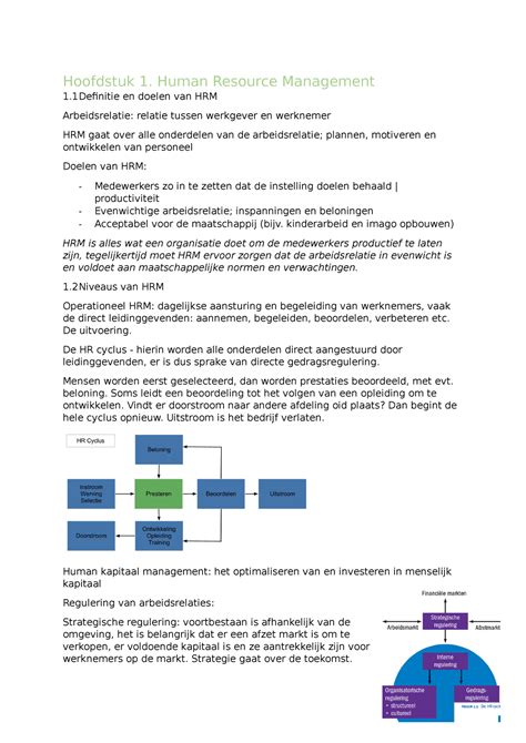 Samenvatting Human Research Management Hoofdstuk 1 Human Resource