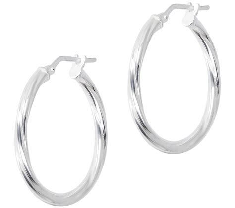 Italian Silver Twisted 1 Round Hoop Earrings QVC