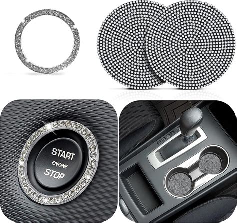 Econour Car Cup Coasters Pack Push Start Button Bling Pack