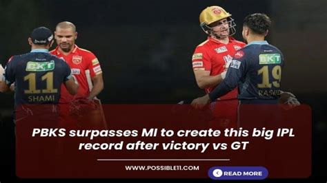 PBKS Surpasses MI To Create This Big IPL Record After Victory Vs GT